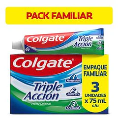 Colgate Crema Triple Accion Extra Frescura x 75 ml x 3 Unidades