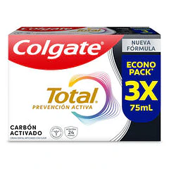 Colgate Pasta Dental Total 12 Carbon Activado Pomo 75 gr x 3 Unidades