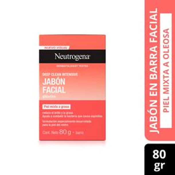 Neutrogena Jabón Facial Barra Piel Mixta a Grasa x 80g 