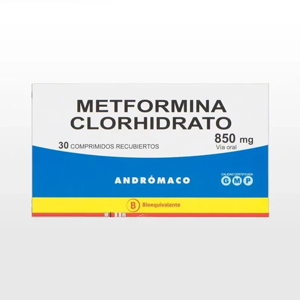 Metformina Hcl 850 mg 30 Comprimidos Recubiertos 