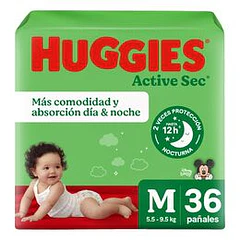 Huggies Panal Bebe Active M x 36 Unidades
