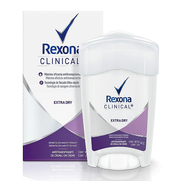 Rexona Clinical Desodorante Femenino Extra Dry Crema en Barra 48 g 