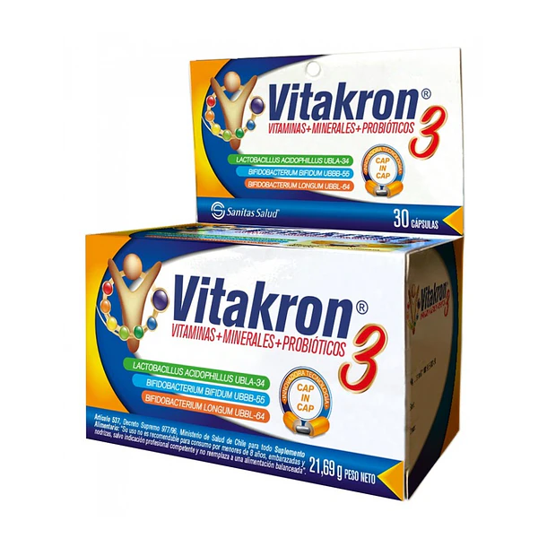 Vitakron3 Cap Vitaminas + Minerales + Probioticos Vta x 30 