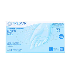 Guante Examen de Nitrilo Color Azul Talla S