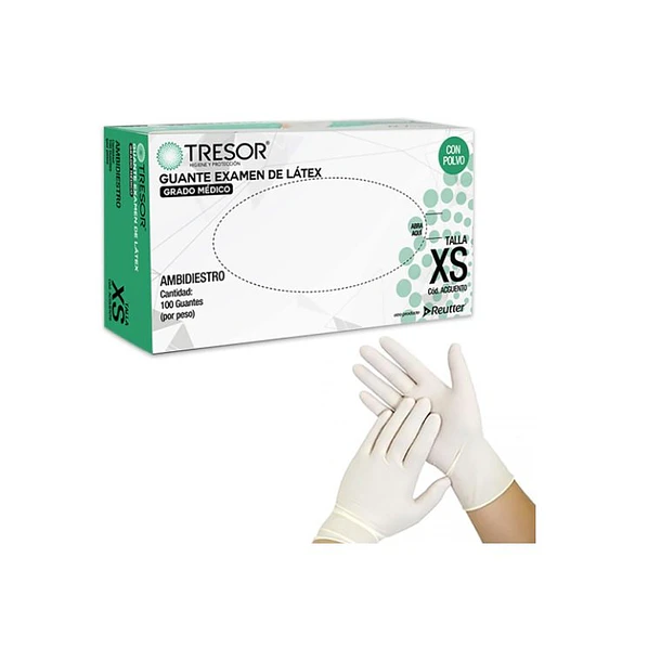 Guantes Tresor Latex con Polvo Talla XS x 100 Unidades 