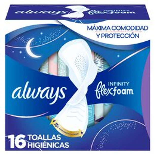 Always Toalla Infinity Flex Foam Ultra Absorbente x 16 Unidades 