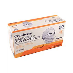 Mascarilla 3 Pliegues Blanca con Elástico y Filtro 50 Unidades