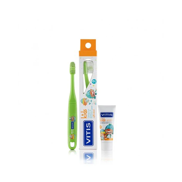 Vitis Kids Suave Cepillo Dental (+3 Años)+gel Dent al (+2 Años) 8ml 