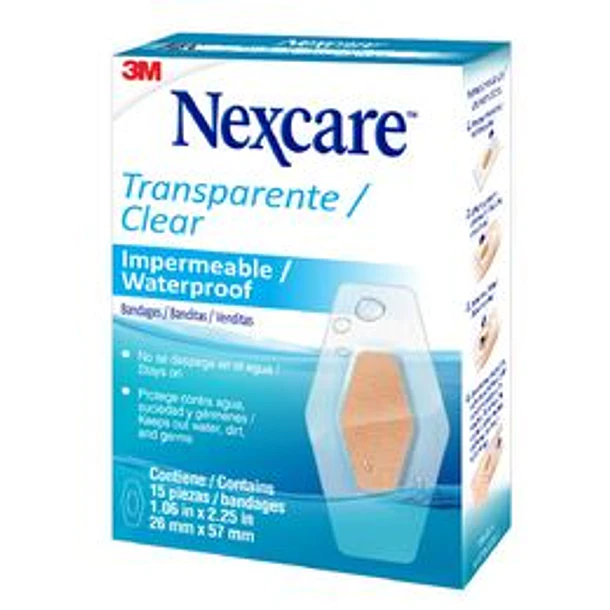 Nexcare Transparente Clear Parches Impermeables x 15 Piezas 