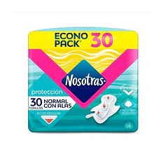 Nosotras Toalla Higiénica Día Normal Tela Suave 30 Unidades