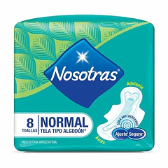 Nosotras Toalla Natural Normal con Alas, 8 Unidades