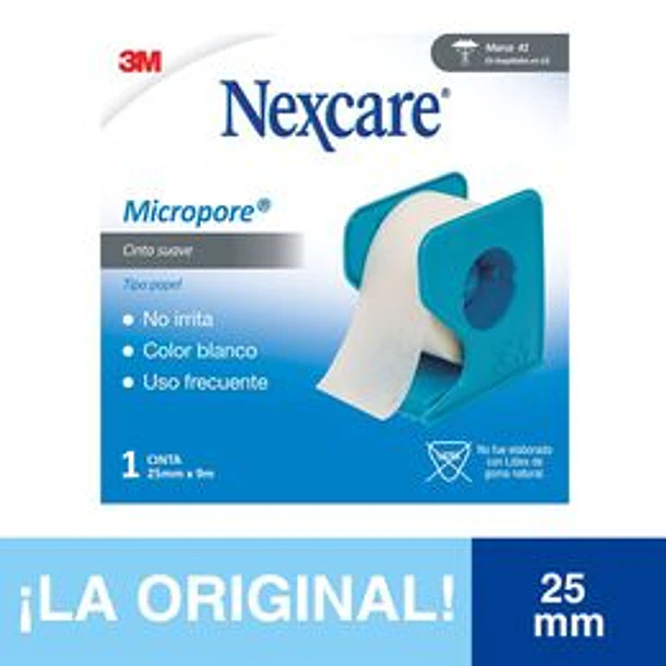 Nexcare Micropore Cinta Tela Adhesiva 25 mm-9.1 Mt Blanco x 1 Unidad 