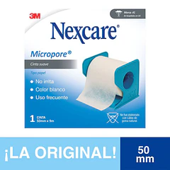 Nexcare Micropore Cinta Tela Adhesiva 50 mm-9.1 Mt Blanco x 1 Unidad