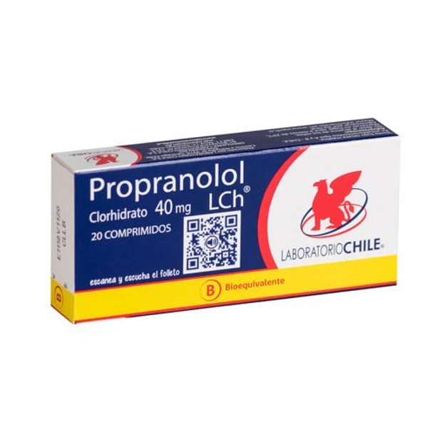 Propranolol 40 mg x 20 Comprimidos Lab Chile 