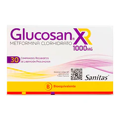 Glucosan XR Metformina Clorhidrato 1000mg 30 Comprimidos Recubiertos de Liberación Prolongada