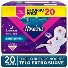 Nosotras Toa Hig Bnas Noc Larga Ultrainvis Suave C/Alas x 20 Unid