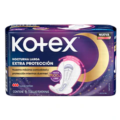 Kotex Toalla Nocturna Tela Larga con Alas x 6 Und