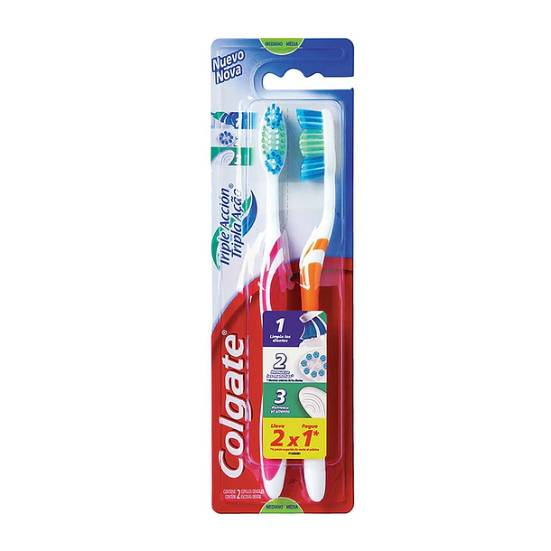 Colgate Cepillo Triple Accion Medio 2 x 1 