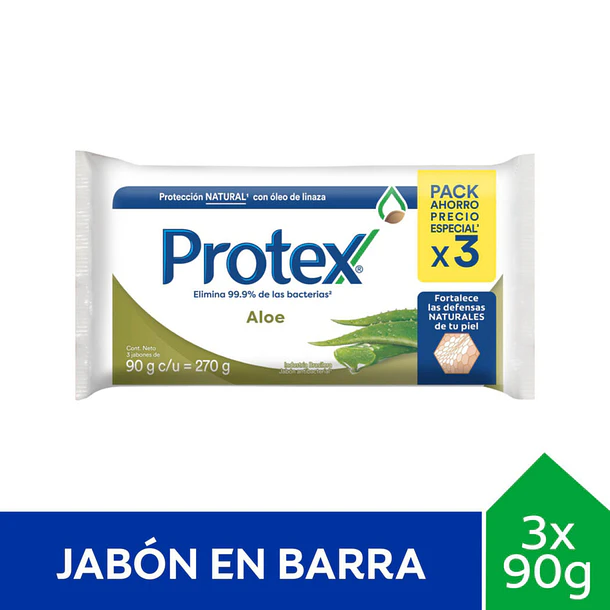 Protex Jabón Aloe 90 gr x 3 Unidades 