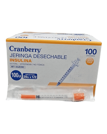 Jeringa Insulina 100Ui 29X1/2 X100 Unidades