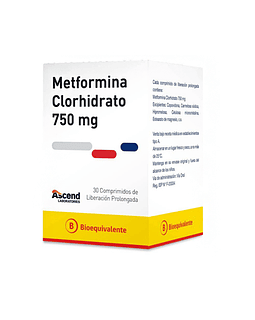 Metformina Clorhidrato 750 mg X30 Comprimidos