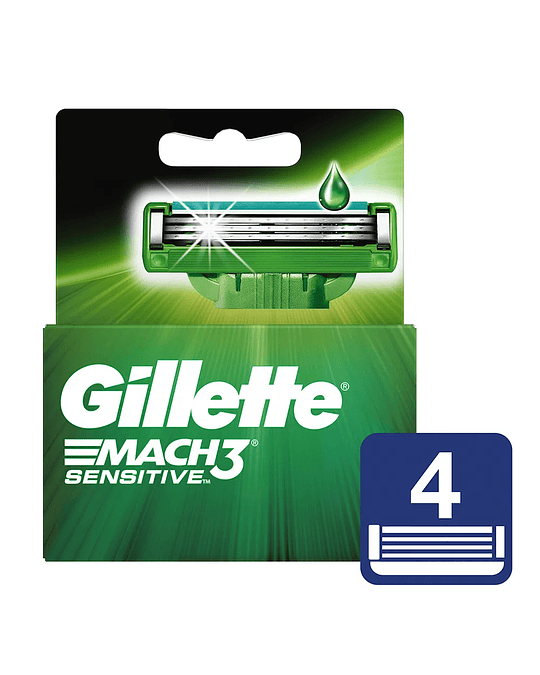 Gillette Mach3 Sensitive Repuesto X4 Unidades