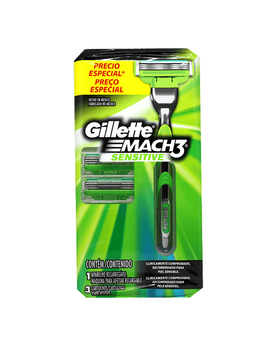Gillette Pack Mach3 + Repuestos Sensitive X1 Unidad