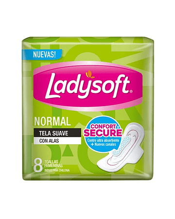 Ladysoft Normal Tela Suave Con Alas X8 Unidades