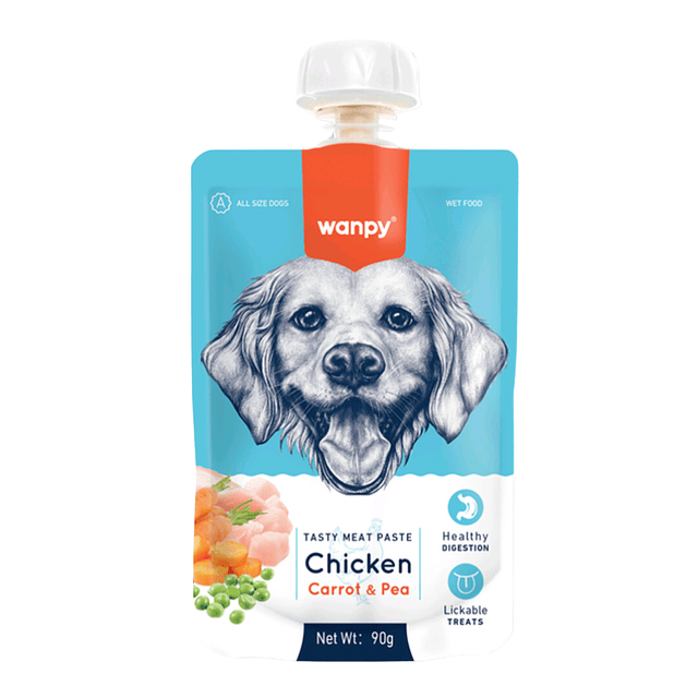 Wanpy Dog Tasty Meat Paste Pollo, Zanahoria & Arveja 90g