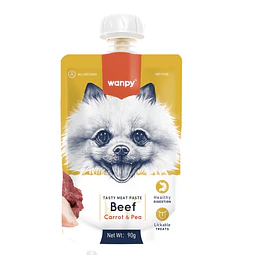 Wanpy Dog Tasty Meat Paste Carne, Zanahoria & Arveja 90g