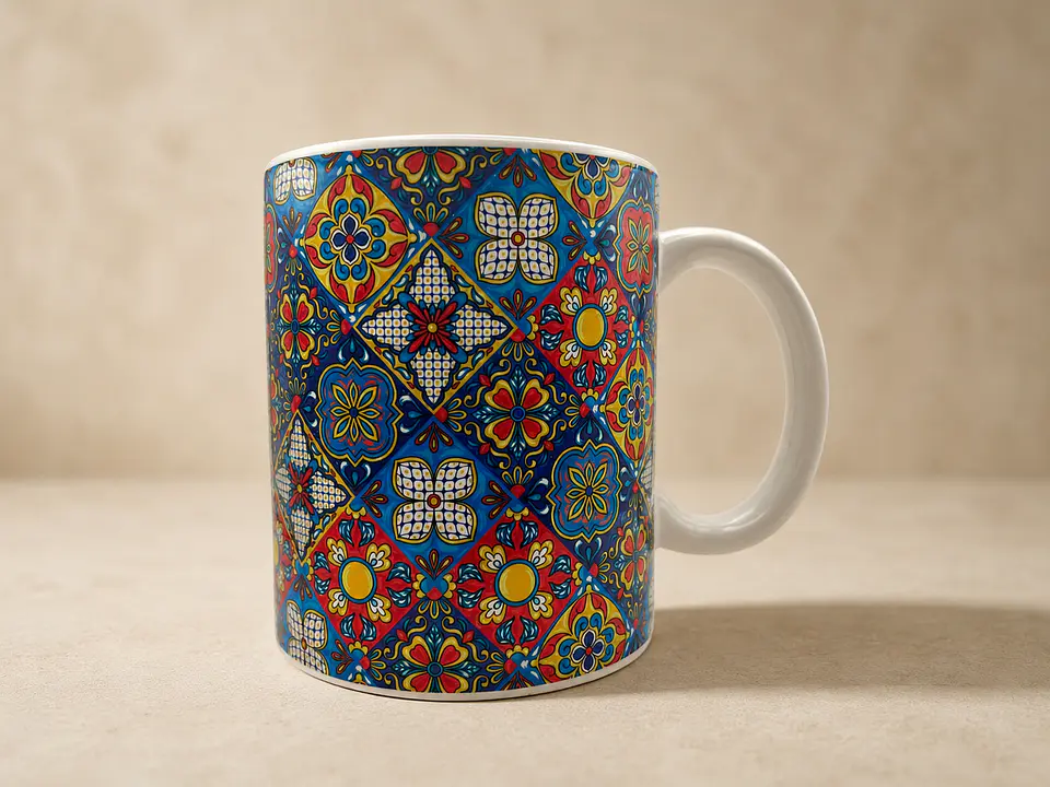 Caneca Padrão de Azulejos Portugueses Coloridos 1