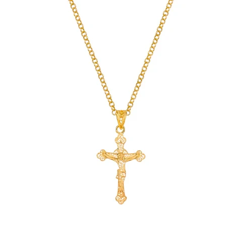Colar Crucifixo Filigrana em Prata Dourada