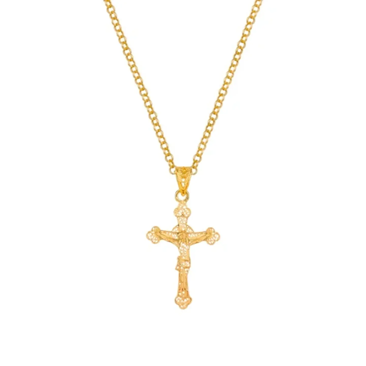 Colar Crucifixo Filigrana em Prata Dourada 1