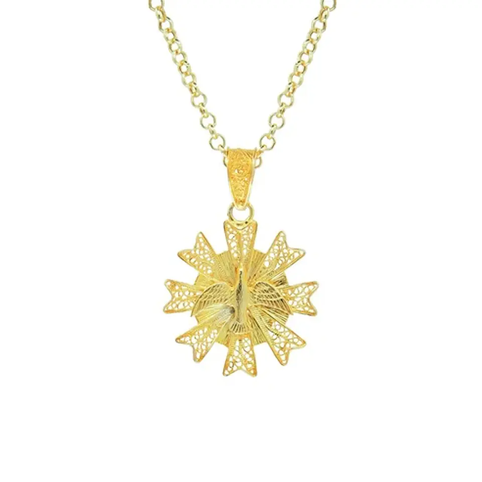 Colar Espírito Santo de Filigrana em Prata Dourada 925 1