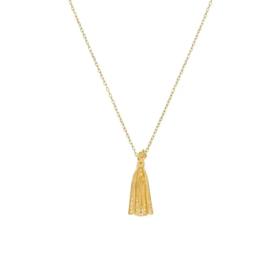Colar Nossa Senhora de Fátima em Prata Dourada 925 1
