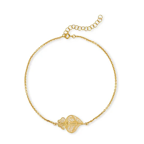 Pulseira Coração de Viana em Prata Dourada 925