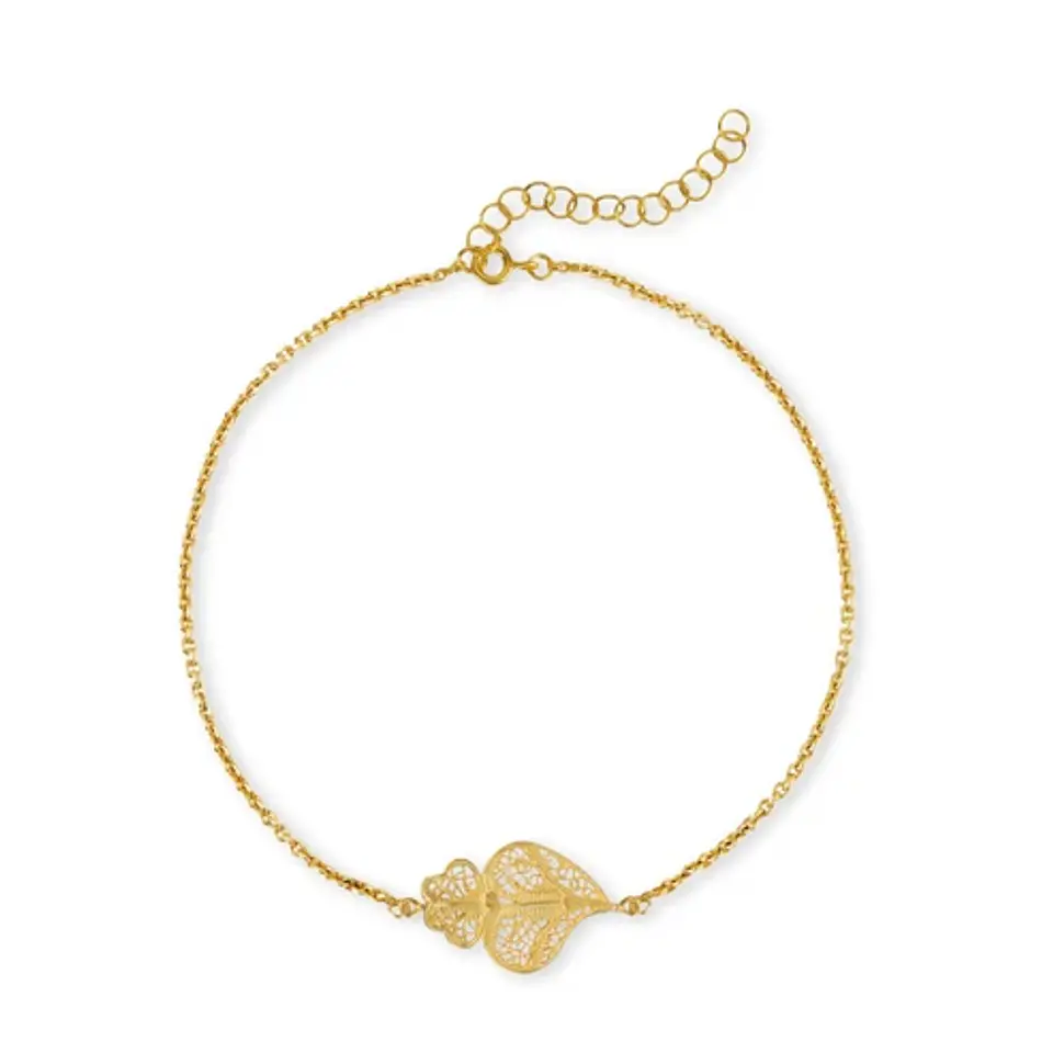 Pulseira Coração de Viana em Prata Dourada 925 1