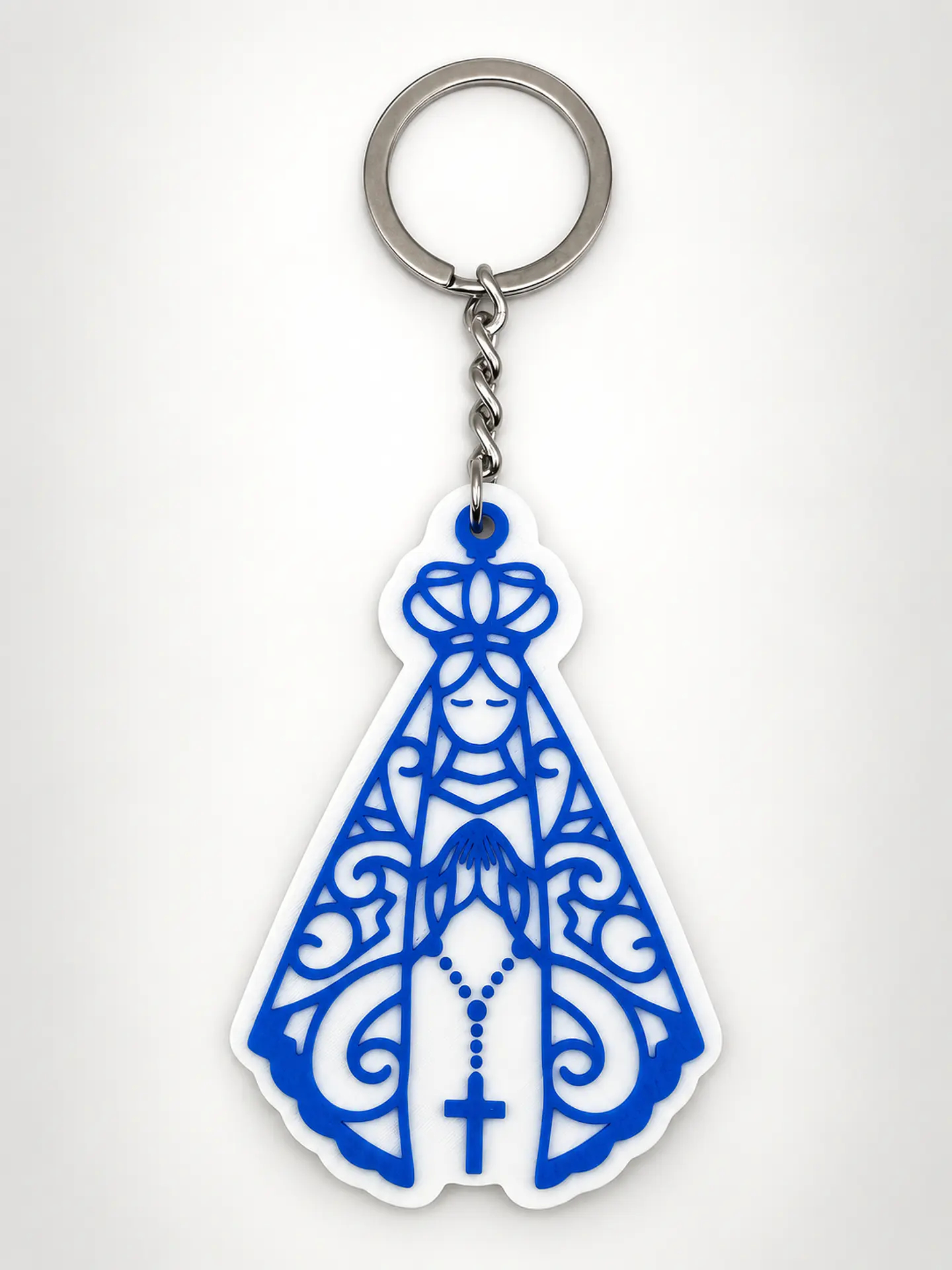 Porta-Chaves Nossa Senhora de Fátima Azul e Branco 1