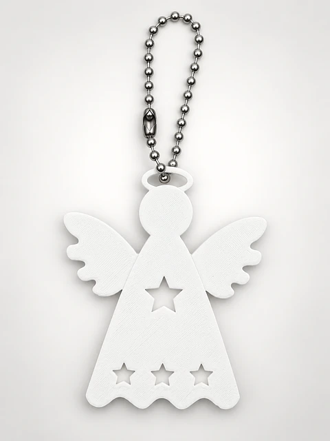 Porta-Chaves Anjo Branco com Estrelas
