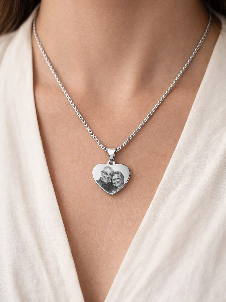 Colar Coração com Foto Personalizado – Gravação a Laser 3