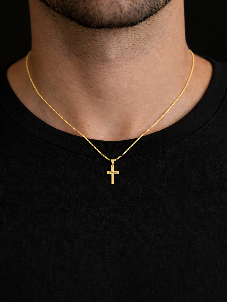 Colar Cruz Personalizado com Nome – Gravação a Laser 5