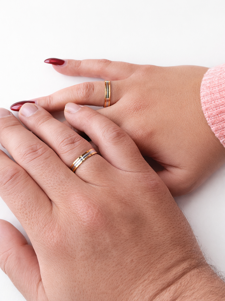 Alianças Signature Love – Bicolor em Aço Inoxidável 3