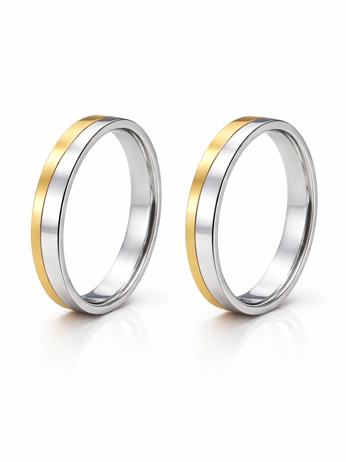 Alianças Perpétua Bicolor em Aço Inoxidável – Par com Gravação 1