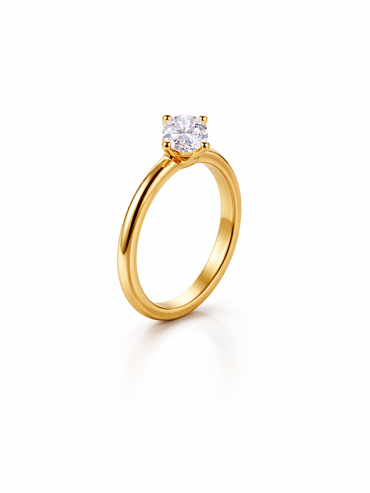 Anel Solitário Pure em Aço Inoxidável com Pedra Brilhante 1