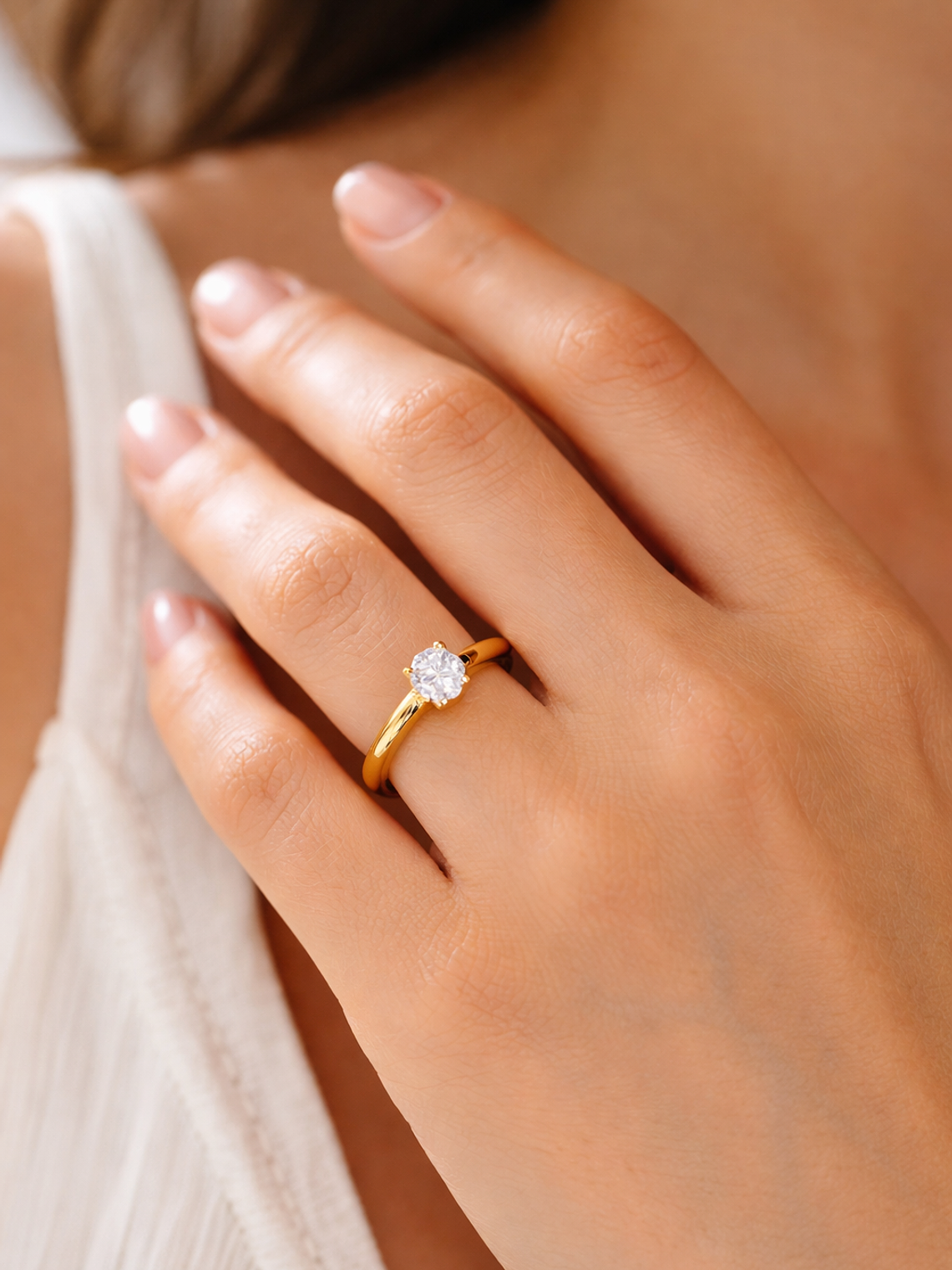 Anel Solitário Pure em Aço Inoxidável com Pedra Brilhante 5