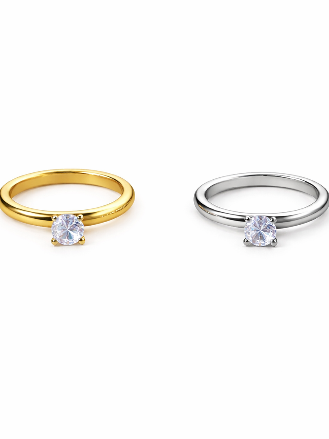 Anel Solitário Pure em Aço Inoxidável com Pedra Brilhante 3