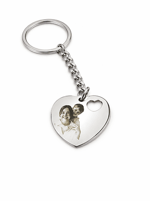 Porta-Chaves Coração Personalizado com Foto – Gravação a Laser em Aço Inoxidável
