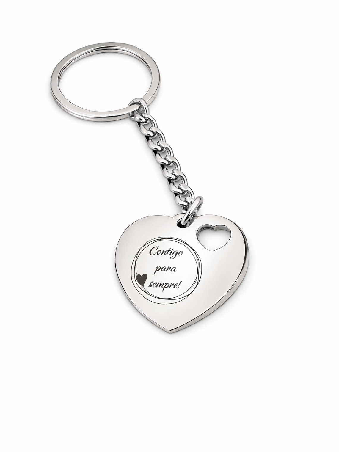 Porta-Chaves Coração Personalizado com Foto – Gravação a Laser em Aço Inoxidável 2