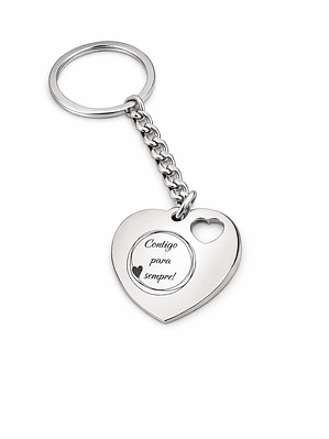 Porta-Chaves Coração Personalizado com Foto – Gravação a Laser em Aço Inoxidável