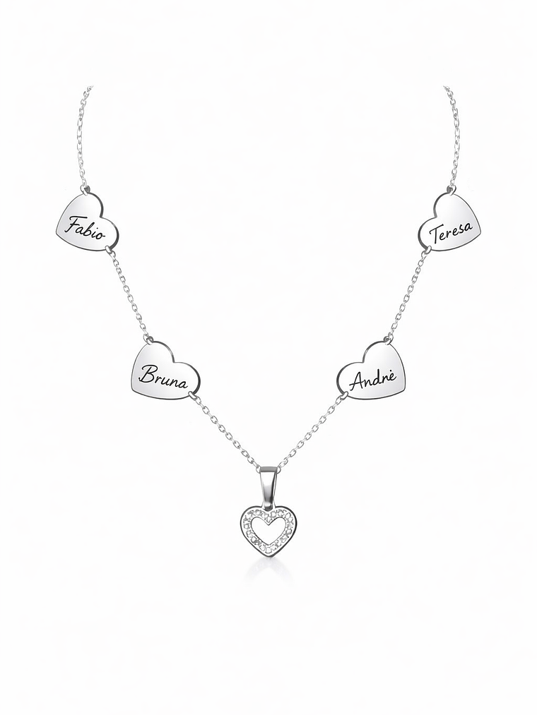 Colar Corações que Unem Personalizado em Aço Inoxidável 1